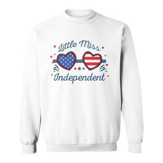 Little Miss Independent American Flag Sunglasses 4Th Of July Sweatshirt - Thegiftio UK