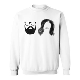 Man With Beard And Glasses With Woman Wavy Hair Sweatshirt | Favorety AU