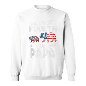 Mens 4Th Of July Gift For Papa Bear Dad Pregnancy Announcement Sweatshirt - Seseable
