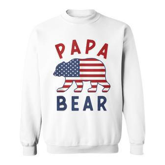 Mens American Flag Papa Bear 4Th Of July Usa Patriotic Dad Sweatshirt - Seseable