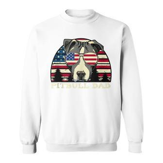 Mens Best Pitbull Dad American Flag 4Th Of July Dog Lover Sweatshirt - Seseable
