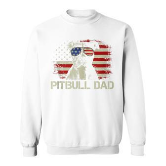 Mens Best Pitbull Dad Ever American Flag 4Th Of July Gift Sweatshirt - Seseable