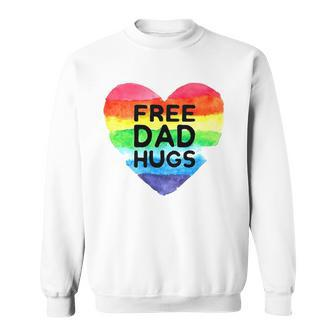 Mens Free Dad Hugs Rainbow Heart Flag Gay Lgbt Pride Month Sweatshirt | Mazezy