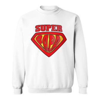 Mens Superhero Super Papa Father Day Dad Gift Sweatshirt | Mazezy