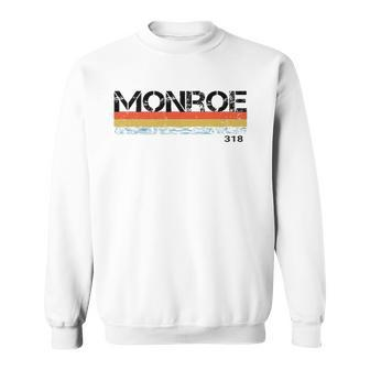 Monroe Louisiana Area Code 318 Vintage Stripes Sweatshirt - Thegiftio UK
