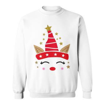 New Christmas Unicorn Face Santicorn Cute Sweatshirt | Favorety DE