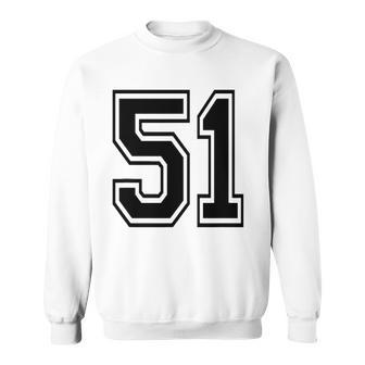 Number 51 College Sports Team Style In Black 2 Sided Sweatshirt - Thegiftio UK