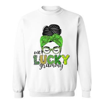 One Lucky Grammy Life Messy Bun St Patricks Day Irish Sweatshirt | Favorety AU