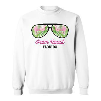 Palm Coast Florida Sunglasses Flamingo Beach Vacation V2 Sweatshirt - Thegiftio UK