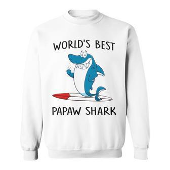 Papaw Grandpa Gift Worlds Best Papaw Shark Sweatshirt - Seseable