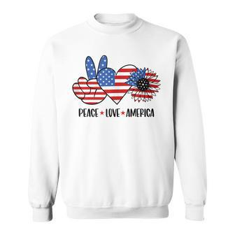 Patriotic 4Th Of July Peace Love America Sweatshirt - Seseable