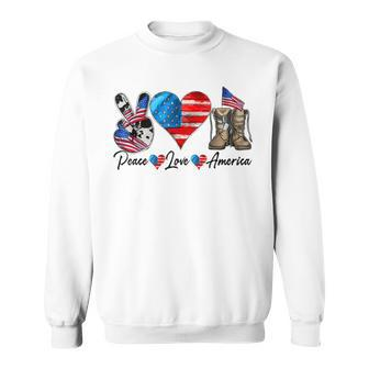 Peace Love America Vintage 4Th Of July Western America Flag Sweatshirt - Seseable