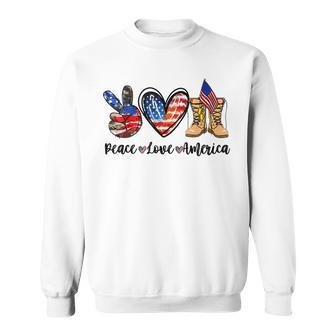 Peace Love America Vintage 4Th Of July Western America Flag V2 Sweatshirt - Seseable