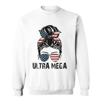Pro Trump Ultra Maga Messy Bun Vintage Usa Flag Sweatshirt - Thegiftio UK
