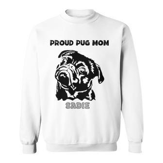 Proud Pug Mom With Pug Portrait Sweatshirt | Mazezy
