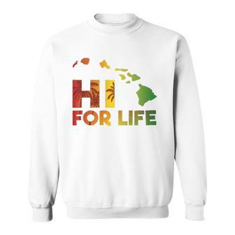 Rasta Colored Hi For Life Hawaii Palm Tree Tee Sweatshirt | Mazezy
