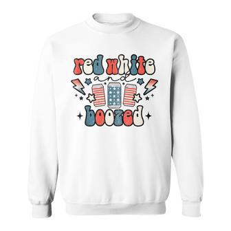 Red White & Booze Summer Funny Drinking 4Th Of July Usa Flag Sweatshirt - Seseable