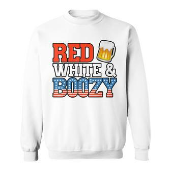 Red White And Boozy Funny 4Th Of July Drinking Crew Party Sweatshirt | Seseable UK