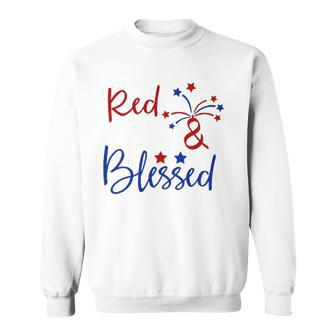 Red White Blessed 4Th Of July Cute Patriotic America Sweatshirt | Mazezy DE