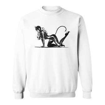Sexy Catsuit Latex Black Cat Costume Cosplay Pin Up Girl Sweatshirt | Mazezy