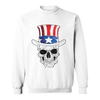 Skull 4Th Of July Uncle Sam American Flag Men Women Sweatshirt | Mazezy