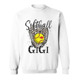 Softball Gigi Leopard Game Day Softball Lover Grandma Sweatshirt | Mazezy
