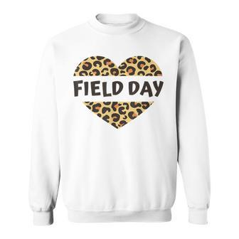 Teachers Field Day Leopard Heart Last Day Of School Kids Men Sweatshirt - Seseable