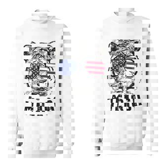 Tiger American Flag 4Th Of July Merica Sunglasses Sweatshirt | Mazezy