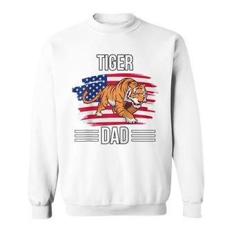 Tiger Us Flag 4Th Of July Fathers Day Tiger Dad Sweatshirt - Seseable