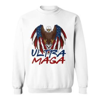 Ultra Maga Eagle American Flag Funny Anti Joe Biden Sweatshirt | Mazezy