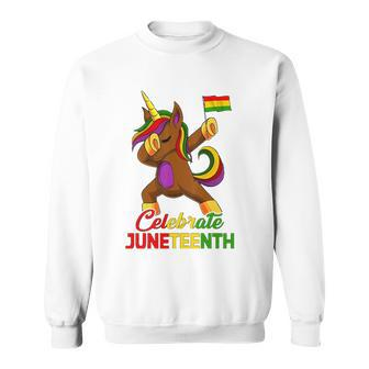 Unicorn Dabbing Juneteenth Celebrate Black Women Girls Kids Sweatshirt | Mazezy