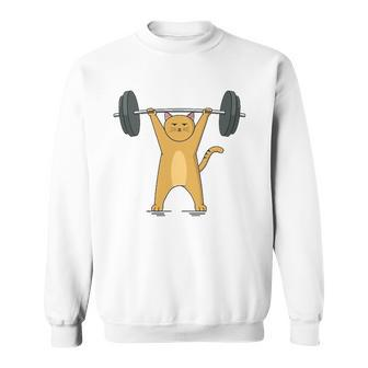 Weightlifting - Cat Barbell Fitness Lovers Gift Sweatshirt | Mazezy