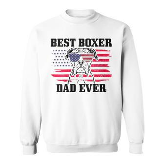 Womens Best Boxer Dad Ever Dog Patriotic 4Th Of July American Flag Sweatshirt - Seseable
