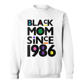 Womens Black Mom Since 1986 Funny Mothers Day Child Birthday Year Sweatshirt - Seseable
