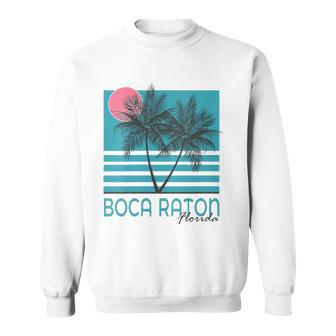 Womens Boca Raton Florida Souvenirs Fl Palm Tree Vintage Sweatshirt - Thegiftio UK