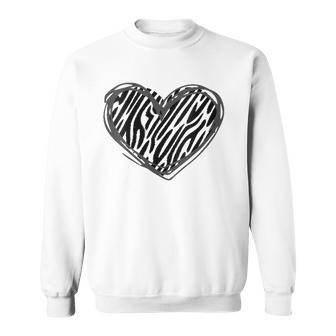 Womens Heart Zebra Print - I Love Zebra Sweatshirt - Thegiftio UK