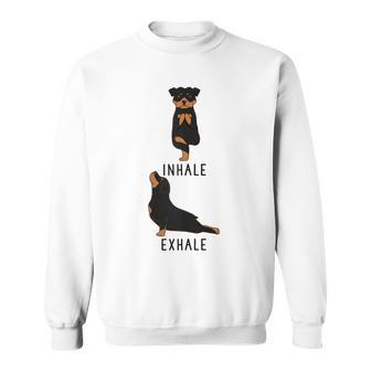 Womens Inhale Exhale Rottweiler Yoga Rottie Dog Sweatshirt - Thegiftio UK