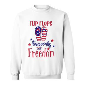 Womens July 4Th Flip Flops Fireworks & Freedom 4Th Of July Party V-Neck Sweatshirt | Mazezy AU