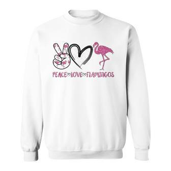 Womens Peace Love Flamingos Funny Flamingo Lover Women Gift Sweatshirt - Thegiftio UK