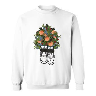 Womens Peach Flower On Boots Lovers Gift Sweatshirt | Mazezy