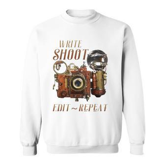 Write Shoot Edit Repeat Steampunk Flash Filmmaker Sweatshirt | Mazezy