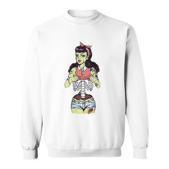Zombie Pin-Up Girl Halloween Costume Sweatshirt | Mazezy