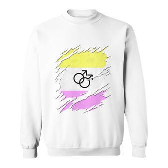 Lgbtqia Gay Twink Pride Flag Ripped Reveal Sweatshirt - Monsterry DE