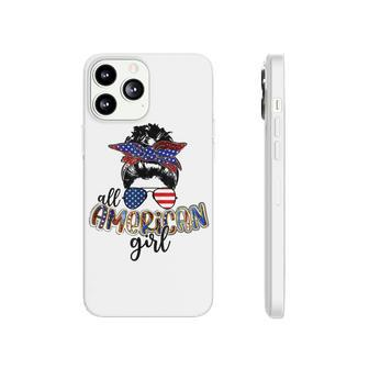All American Girl Messy Bun Usa Flag Patriotic 4Th Of July Phonecase iPhone - Seseable
