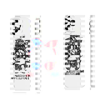 All American Mom 4Th Of July Women Messy Bun Usa Flag Phonecase iPhone - Seseable