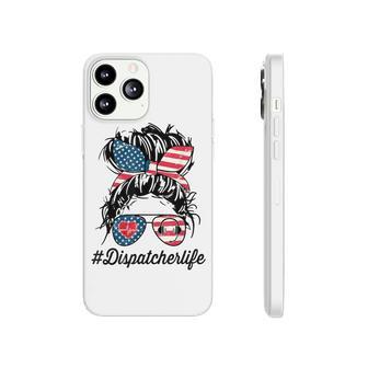 Womens Dispatcher Messy Bun American Us Flag 4Th Of July Phonecase iPhone - Seseable