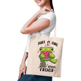 Cute Frog Just A Girl Who Loves Frogs Funny Frog Lover Gift For Girl Frog Lover Tote Bag | Favorety UK