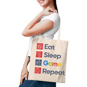 Eat Sleep Game Repeat Tote Bag | Favorety