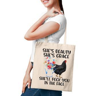 Shes Beauty Shes Grace Shell Peck You In The Face Chicken Tote Bag | Mazezy