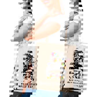 Women Lotus Massage Therapist Messy Bun Gift Tote Bag | Mazezy